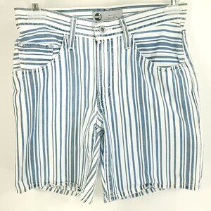 Levi's Baggy Shorts Women's 27 Blue White Stripes Denim Silver Tab